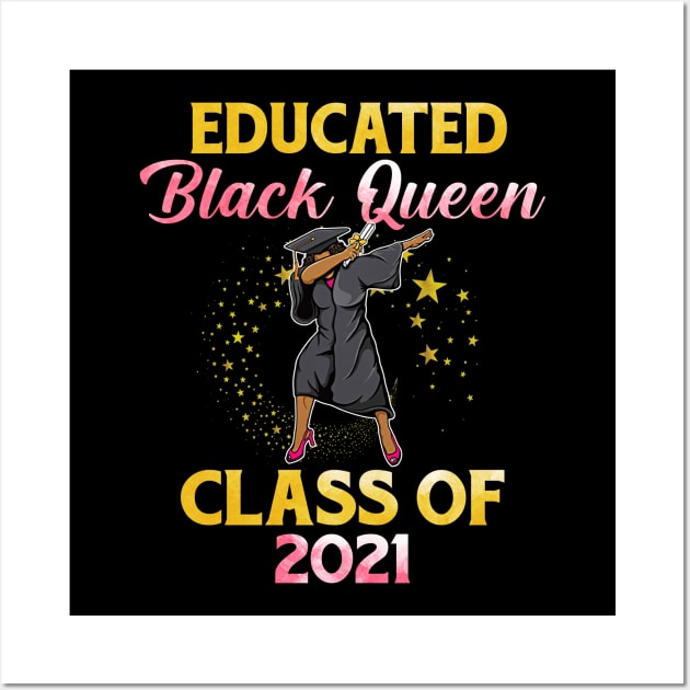 Dabbing Graduation Class Of 2021 Black Queen Girl Seniors Wall Art by webster